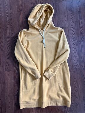 GAP Women's Hooded Tunic Sweater Dress - Mustard Yellow